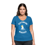 Küstenkind Nordsee - Frauen Bio-T-Shirt mit V-Ausschnitt von Stanley & Stella - Pfauenblau