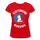 Küstenkind Nordsee - Frauen Bio-T-Shirt mit V-Ausschnitt von Stanley & Stella - Rot