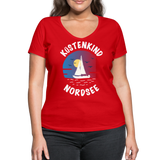 Küstenkind Nordsee - Frauen Bio-T-Shirt mit V-Ausschnitt von Stanley & Stella - Rot