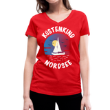 Küstenkind Nordsee - Frauen Bio-T-Shirt mit V-Ausschnitt von Stanley & Stella - Rot