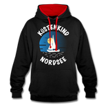 Küstenkind Nordsee - Frauen Kontrast-Hoodie - Schwarz/Rot