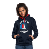 Küstenkind Nordsee - Frauen Kontrast-Hoodie - Navy/Rot