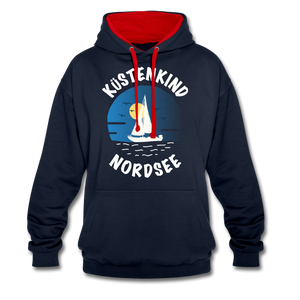 Küstenkind Nordsee - Frauen Kontrast-Hoodie - Rot/Weiß