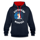 Küstenkind Nordsee - Frauen Kontrast-Hoodie - Navy/Rot