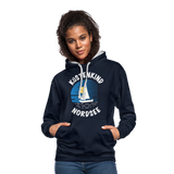 Küstenkind Nordsee - Frauen Kontrast-Hoodie - Navy/Grau meliert