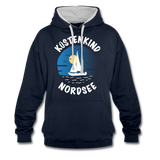 Küstenkind Nordsee - Frauen Kontrast-Hoodie - Navy/Grau meliert