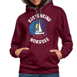 Küstenkind Nordsee - Frauen Kontrast-Hoodie - Weinrot/Anthrazit