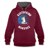 Küstenkind Nordsee - Frauen Kontrast-Hoodie - Weinrot/Anthrazit