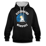 Küstenkind Nordsee - Frauen Kontrast-Hoodie - Schwarz/Grau meliert