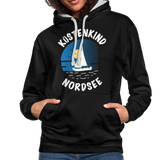 Küstenkind Nordsee - Frauen Kontrast-Hoodie - Schwarz/Grau meliert