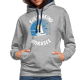 Küstenkind Nordsee - Frauen Kontrast-Hoodie - Grau meliert/Navy