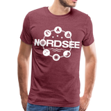 Nordsee Symbole - Männer Premium T-Shirt - Bordeauxrot meliert