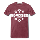 Nordsee Symbole - Männer Premium T-Shirt - Bordeauxrot meliert