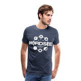 Nordsee Symbole - Männer Premium T-Shirt - Blau meliert