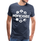 Nordsee Symbole - Männer Premium T-Shirt - Blau meliert