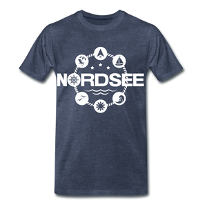 Nordsee Symbole - Männer Premium T-Shirt - Bordeauxrot meliert