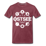 Ostsee Symbole - Männer Premium T-Shirt - Bordeauxrot meliert