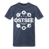 Ostsee Symbole - Männer Premium T-Shirt - Blau meliert