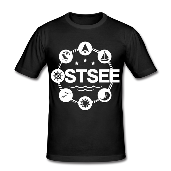 Ostsee Symbole - Männer Slim Fit T-Shirt - Schwarz