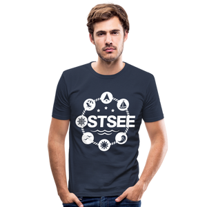 Ostsee Symbole - Männer Slim Fit T-Shirt - Schwarz