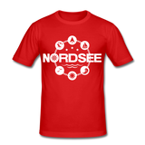 Nordsee Symbole - Männer Slim Fit T-Shirt - Rot