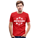 Nordsee Symbole - Männer Slim Fit T-Shirt - Rot