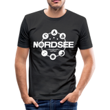 Nordsee Symbole - Männer Slim Fit T-Shirt - Schwarz