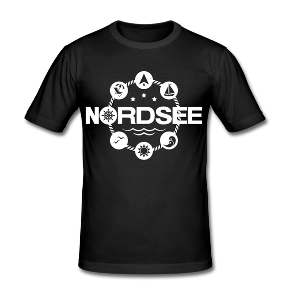 Nordsee Symbole - Männer Slim Fit T-Shirt - Schwarz