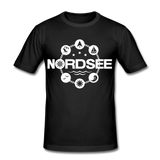 Nordsee Symbole - Männer Slim Fit T-Shirt - Schwarz