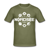 Nordsee Symbole - Männer Slim Fit T-Shirt - khaki Grün