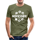 Nordsee Symbole - Männer Slim Fit T-Shirt - khaki Grün