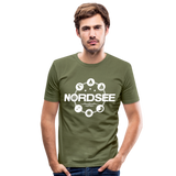 Nordsee Symbole - Männer Slim Fit T-Shirt - khaki Grün