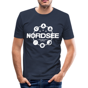 Nordsee Symbole - Männer Slim Fit T-Shirt - Schwarz