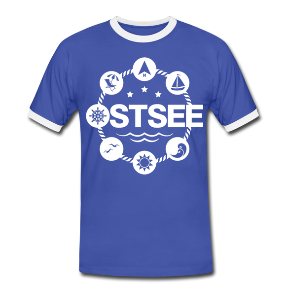 Ostsee Symbole - Männer Kontrast-T-Shirt - Blau/Weiß