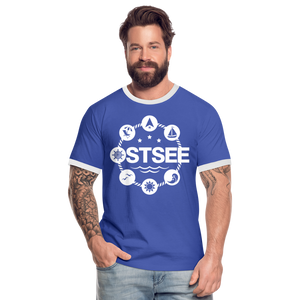 Ostsee Symbole - Männer Kontrast-T-Shirt - Blau/Weiß