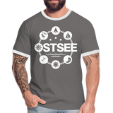 Ostsee Symbole - Männer Kontrast-T-Shirt - Dunkelgrau/Weiß