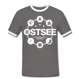 Ostsee Symbole - Männer Kontrast-T-Shirt - Dunkelgrau/Weiß