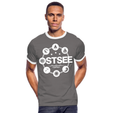 Ostsee Symbole - Männer Kontrast-T-Shirt - Dunkelgrau/Weiß