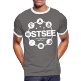 Ostsee Symbole - Männer Kontrast-T-Shirt - Dunkelgrau/Weiß