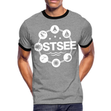 Ostsee Symbole - Männer Kontrast-T-Shirt - Grau meliert/Schwarz