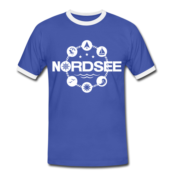 Nordsee Symbole - Männer Kontrast-T-Shirt - Blau/Weiß