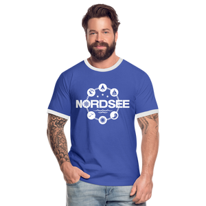 Nordsee Symbole - Männer Kontrast-T-Shirt - Blau/Weiß