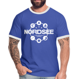 Nordsee Symbole - Männer Kontrast-T-Shirt - Blau/Weiß