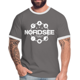 Nordsee Symbole - Männer Kontrast-T-Shirt - Dunkelgrau/Weiß