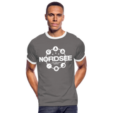 Nordsee Symbole - Männer Kontrast-T-Shirt - Dunkelgrau/Weiß