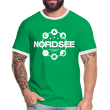 Nordsee Symbole - Männer Kontrast-T-Shirt - Kelly Green/Weiß