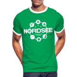 Nordsee Symbole - Männer Kontrast-T-Shirt - Kelly Green/Weiß