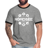 Nordsee Symbole - Männer Kontrast-T-Shirt - Grau meliert/Schwarz