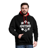 Ostsee Symbole - Männer Kontrast-Hoodie - Schwarz/Rot