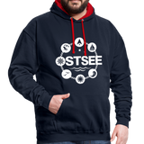 Ostsee Symbole - Männer Kontrast-Hoodie - Navy/Rot